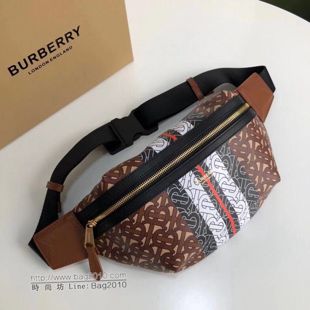 Burberry專櫃新款腰包 巴寶莉專屬標識條紋腰包挎包胸包  db1208